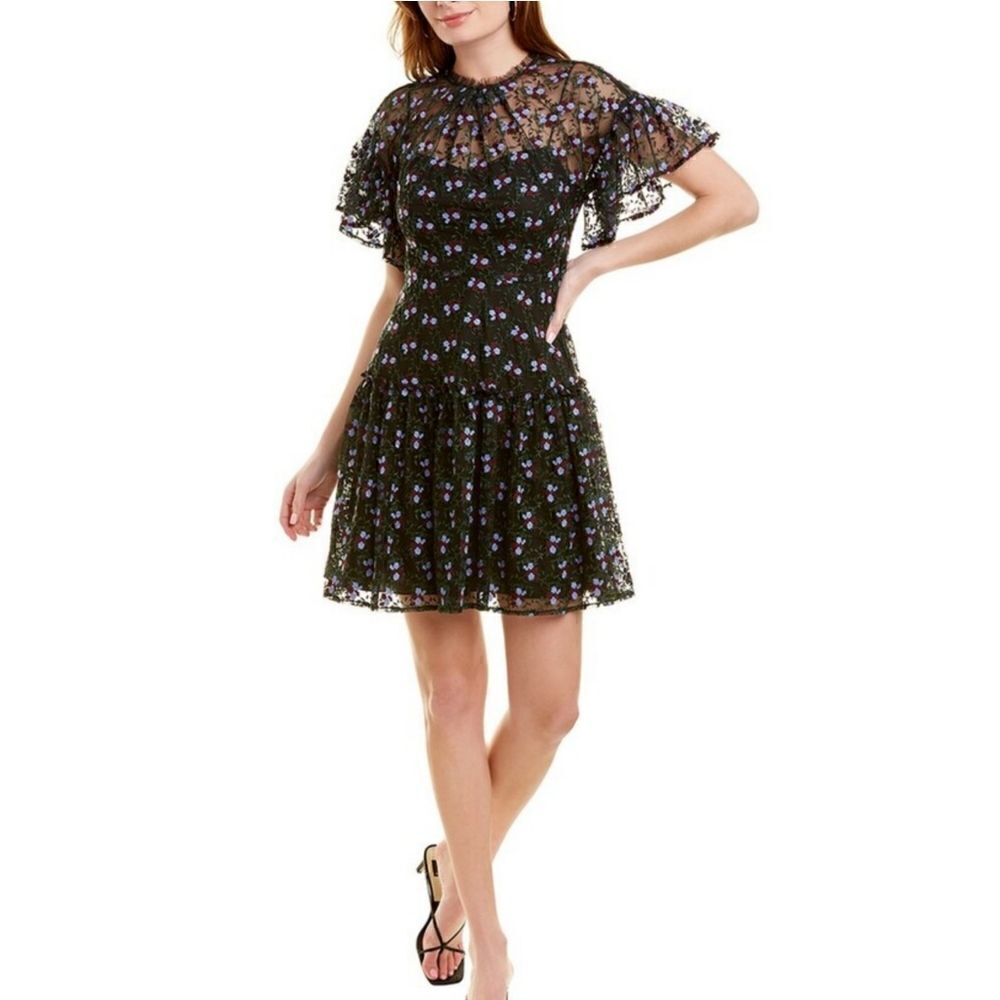 Pearl Lela Rose Embroidered Lace and Tulle Flounce Dress - Picture 2 of 16